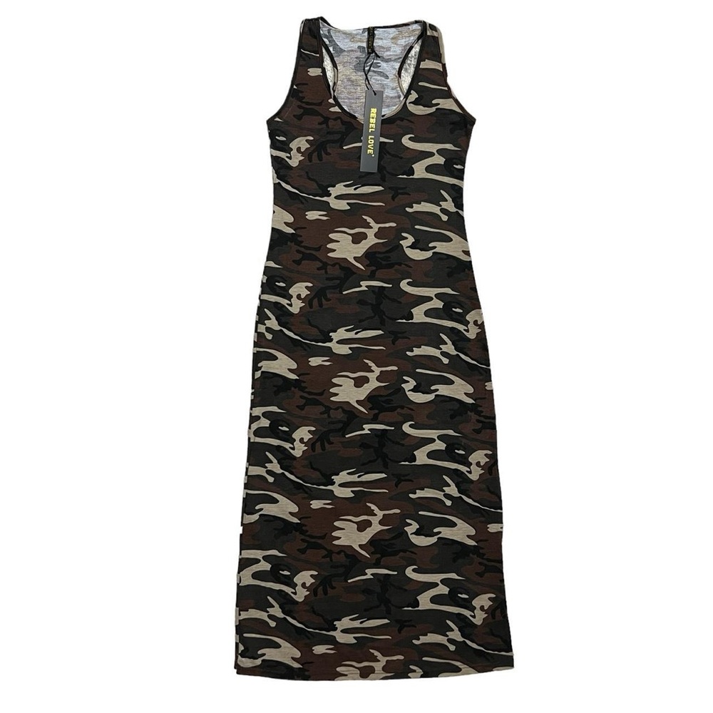 NWT Rebel Love Camo Racerback Tank Maxi Dress Size Medium